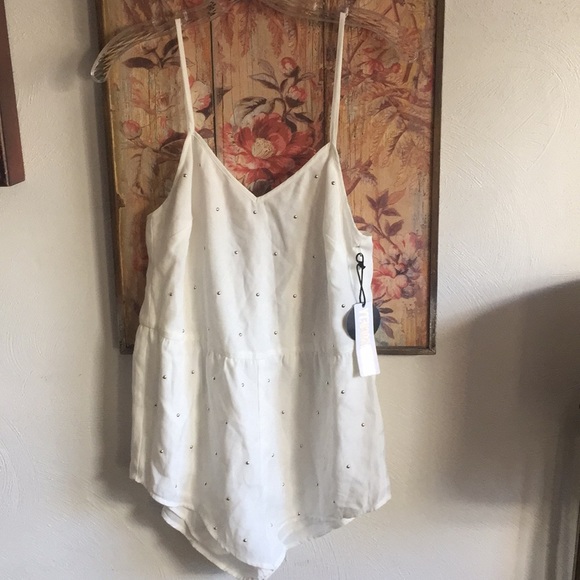 NWT AMUSE SOCIETY REVOLVE JUMPSUIT ROMPER IVORY GOLD EMBE ROMPER M - Picture 5 of 16